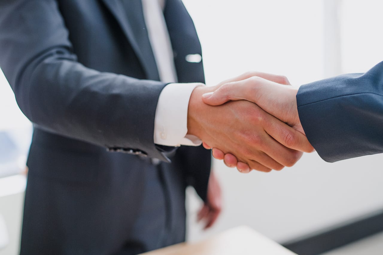 Business coaches shaking hands