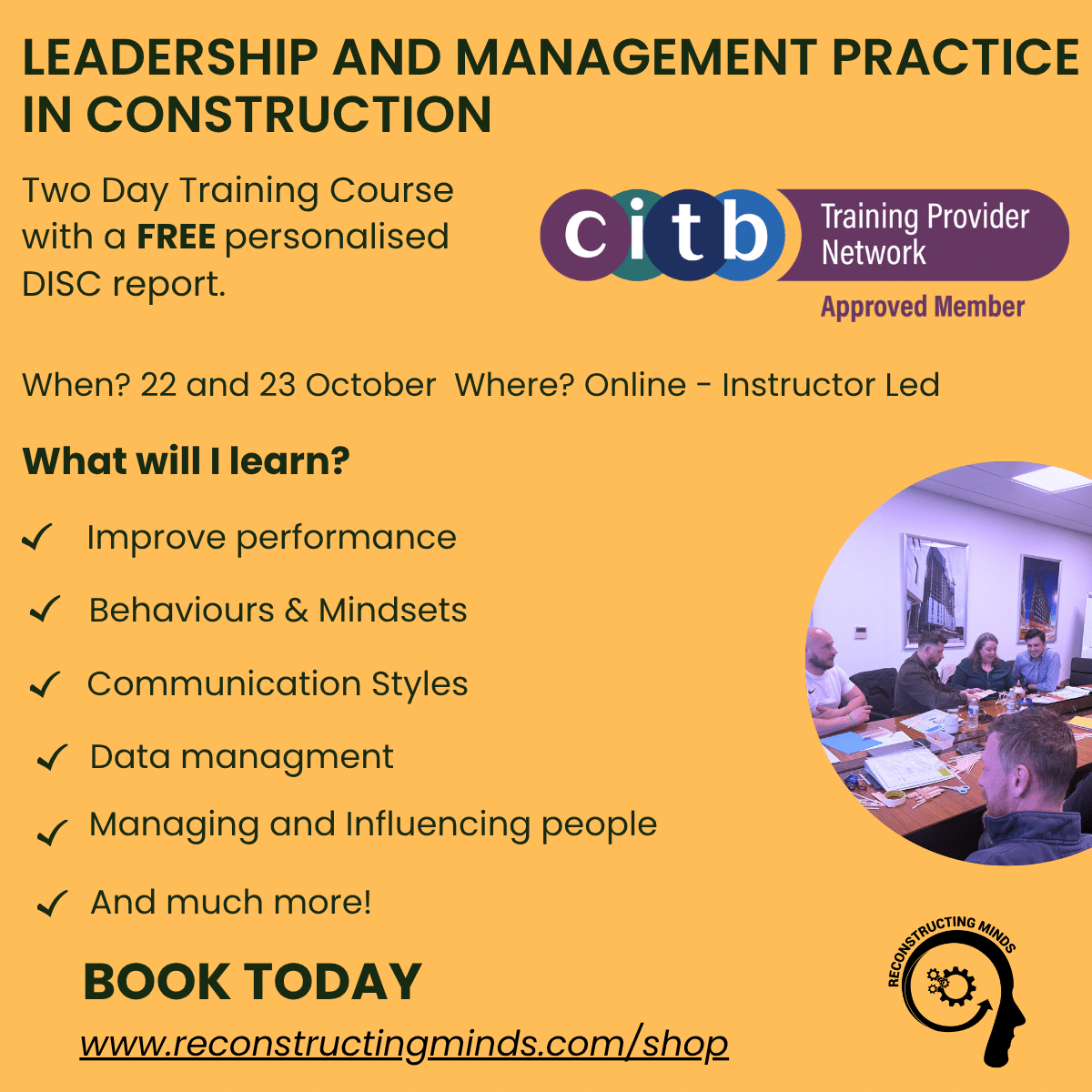 Leadership and Management Practice in Construction (Online Instructor -Led)